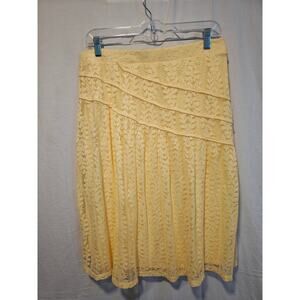 Cato Butter Yellow Lace Flowy Sz Medium Skirt Cottagecore Prairie Festival Beach
